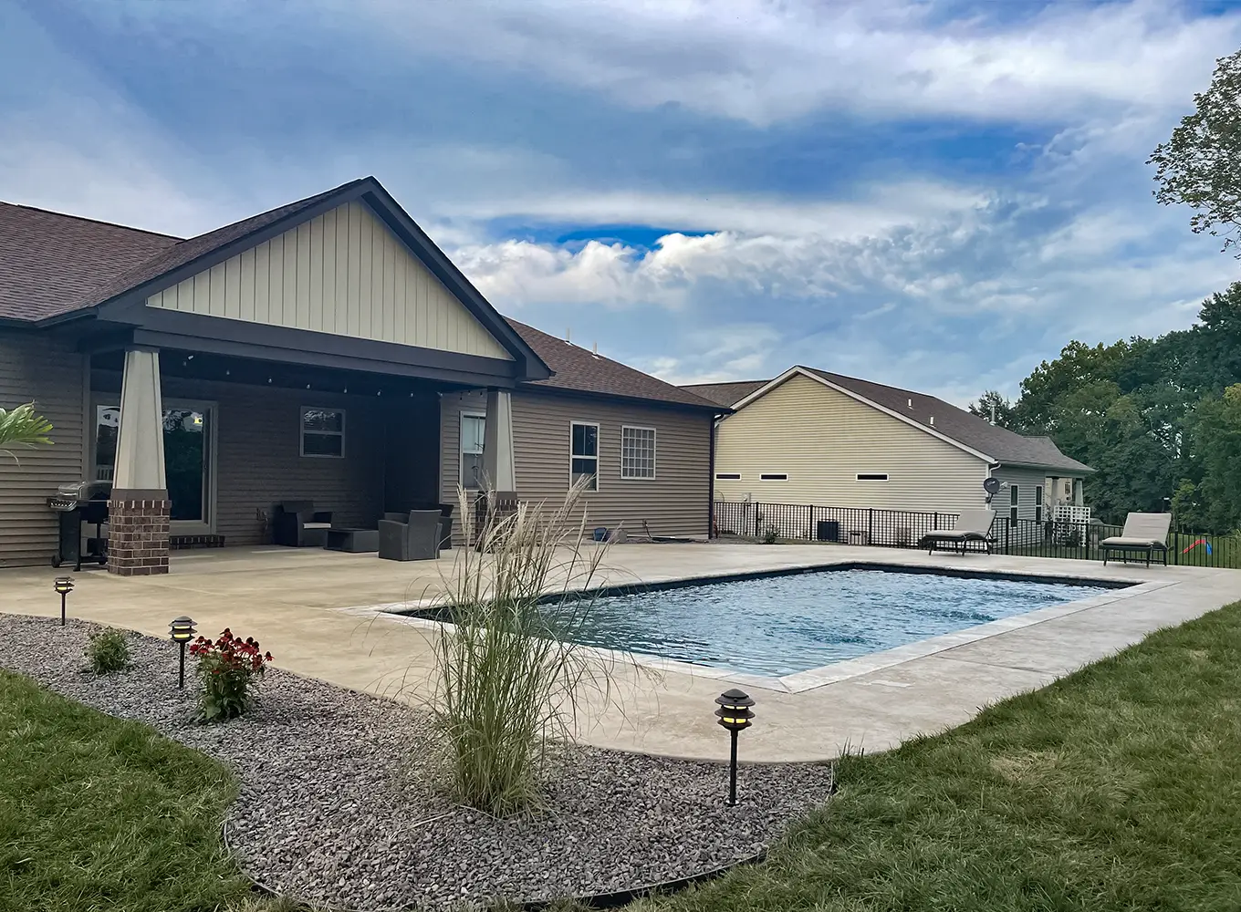 fiberglass pool installed in residential backyard in Collinsville IL