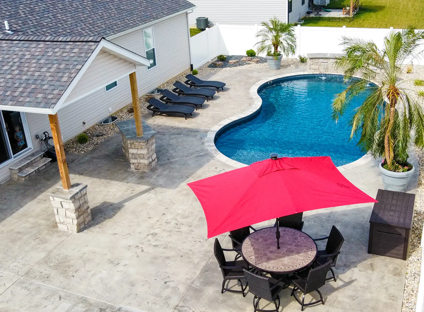 fiberglass pool installed in residential backyard of Collinsville IL