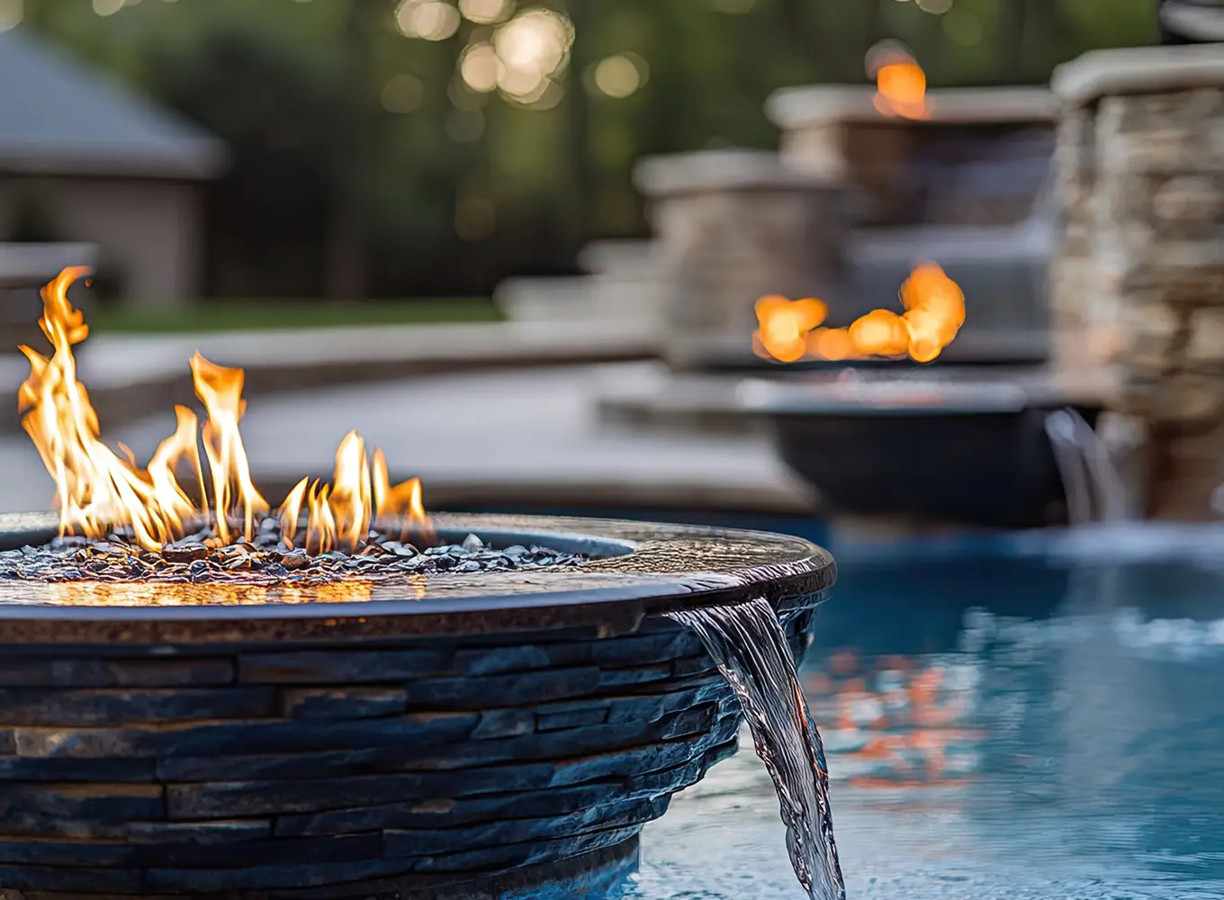 pool fire feature installation in collinsville il