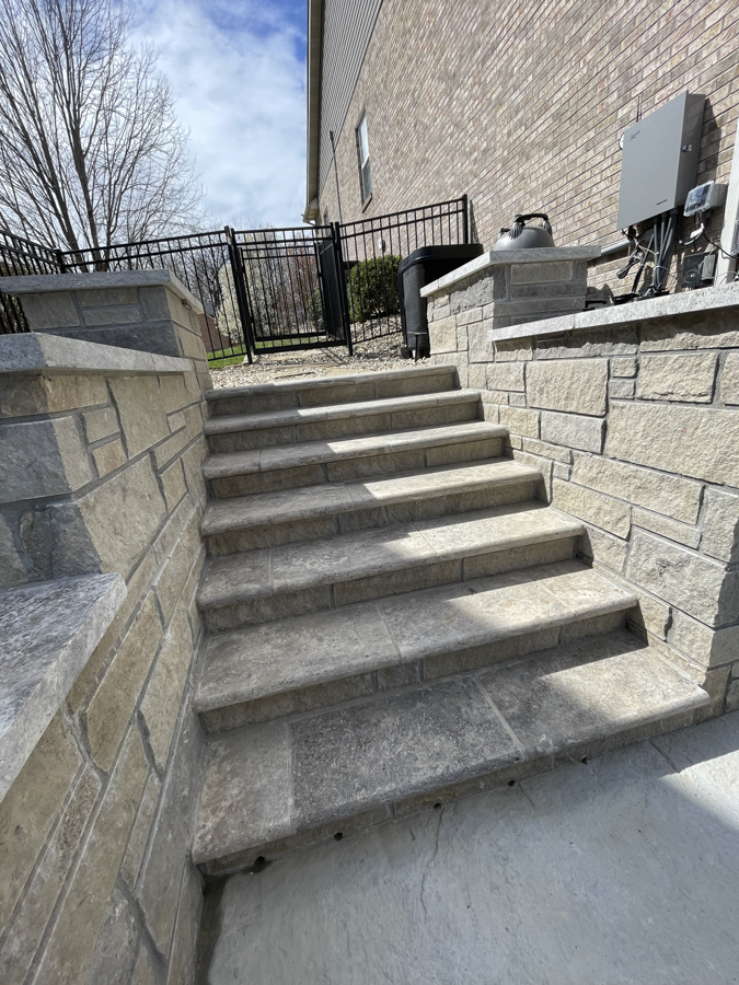 stone staircase installation by Icon Outdoors - gallery image - collinsville il